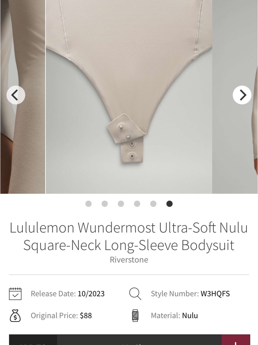 lululemon athletica Riverstone Wundermost Nulu Long-Sleeve Bodysuit